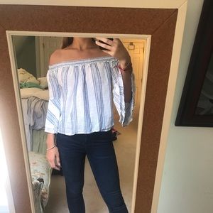 Lucky Brand blue and white striped top